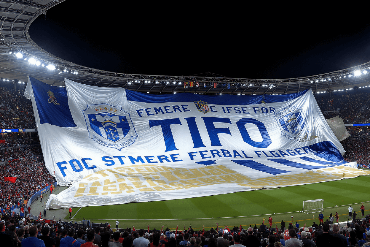 Tifo géant imprimé pour match nocturne