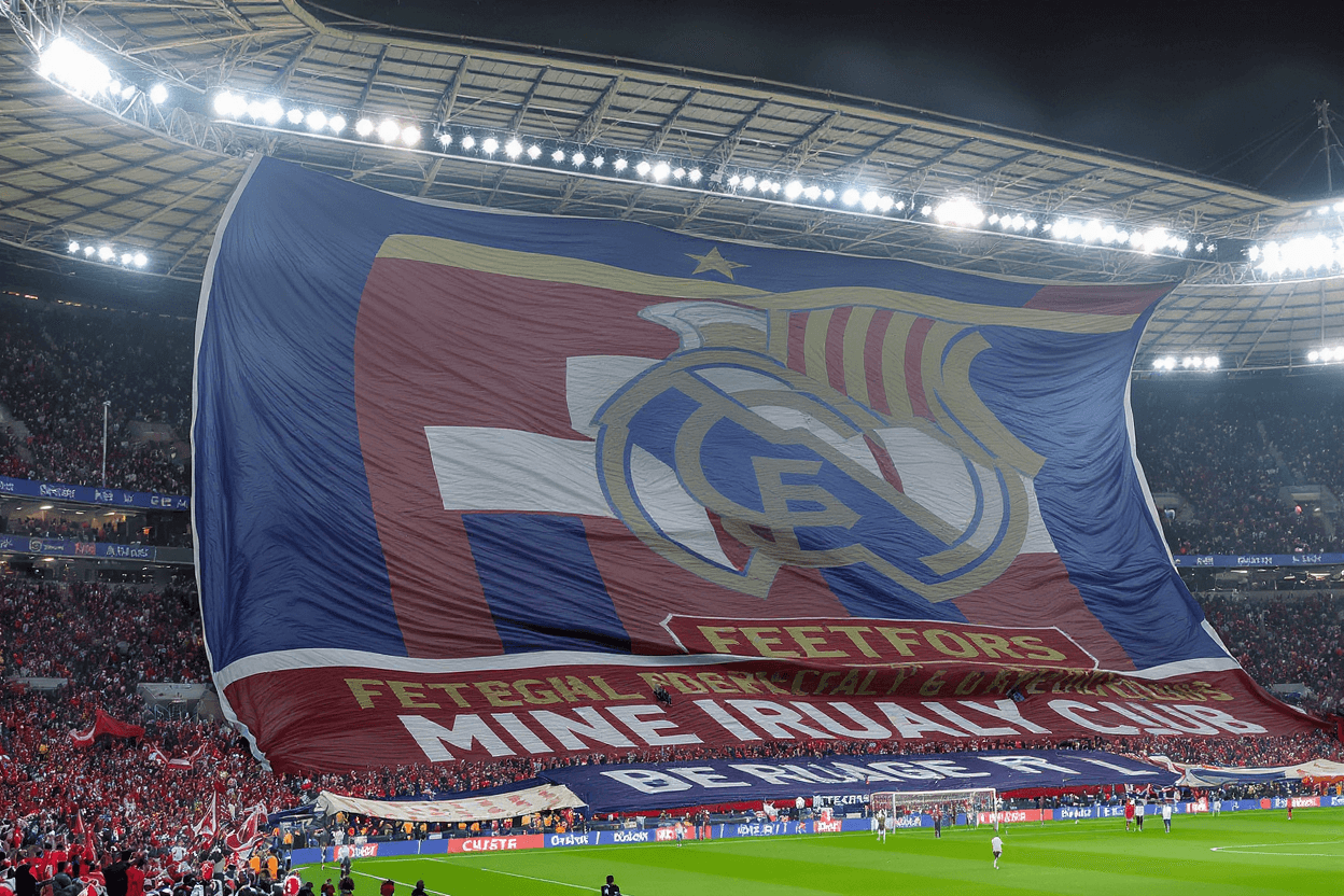 Tifo textile géant pour section de supporters